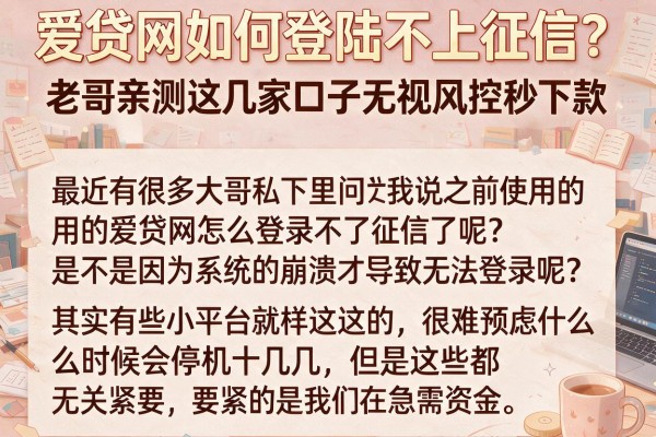 爱贷网如何登陆不上征信？老哥亲测这几家口子无视风控秒下款