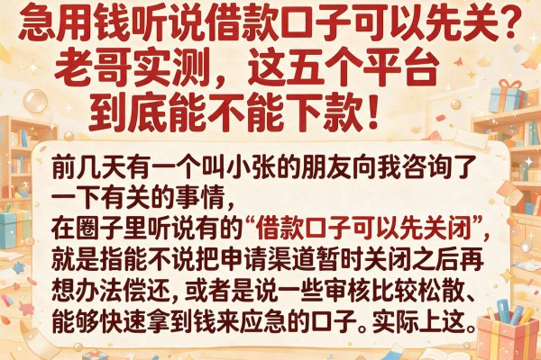 急用钱听说借款口子可以先关？老哥实测这五个平台到底能不能下款！