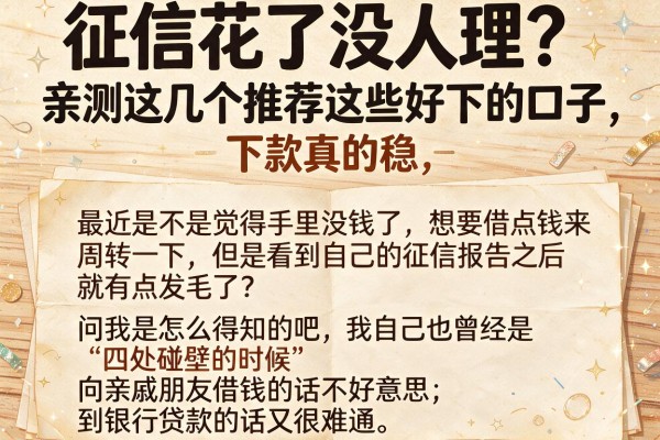 征信花了没人理？亲测这几个推荐这些好下的口子，下款真的稳
