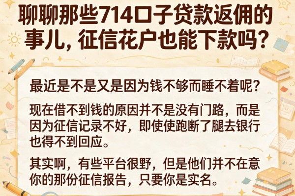 聊聊那些714口子贷款返佣的事儿，征信花户也能下款吗？