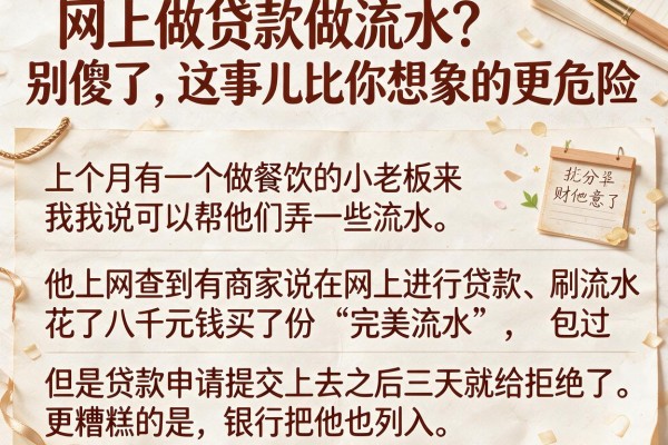 网上做贷款做流水？别傻了，这事儿比你想象的更危险