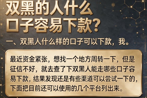 双黑的人什么口子容易下款？整理了几个还能放款的渠道