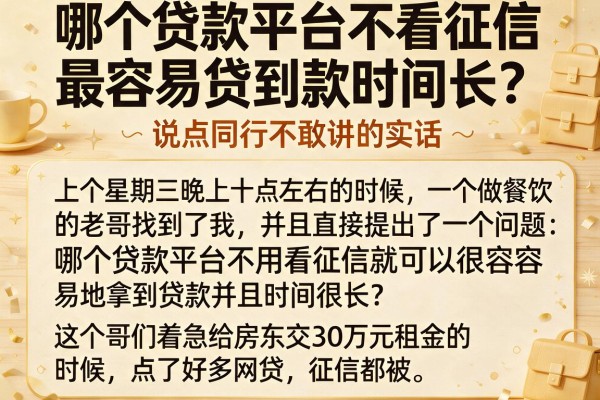 哪个贷款平台不看征信最容易贷到款时间长？说点同行不敢讲的实话