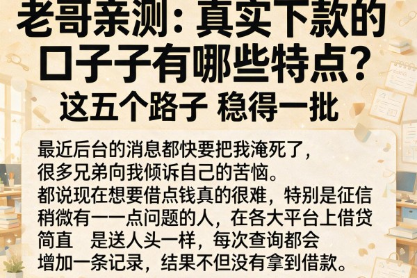 老哥亲测:真实下款的口子有哪些特点?这五个路子稳得一批