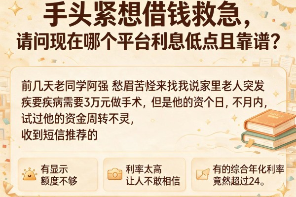 手头紧想借钱救急，请问现在哪个平台利息低点且靠谱？