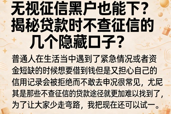 无视征信黑户也能下？揭秘贷款时不查征信的几个隐藏口子