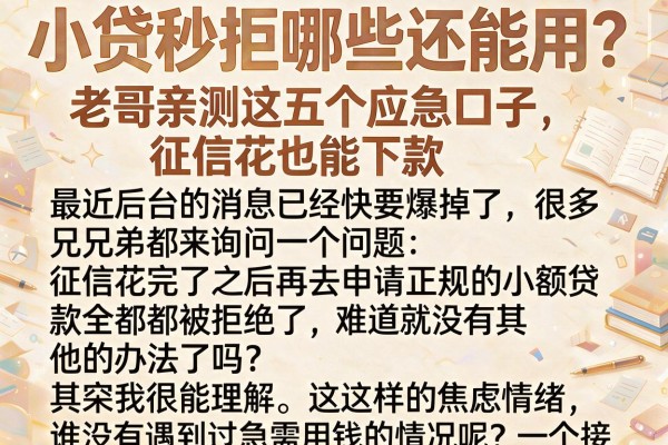 小贷秒拒哪些还能用？老哥亲测这五个应急口子，征信花也能下款