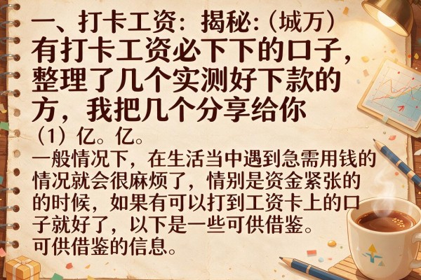 揭秘有打卡工资必下的口子，整理了几个实测好下款的