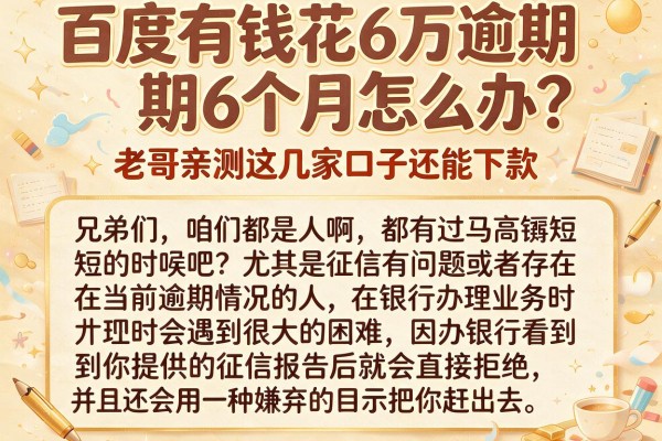 百度有钱花6万逾期6个月怎么办？老哥亲测这几家口子还能下款