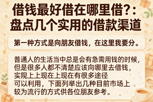 借钱最好借在哪里借？盘点几个实用的借款渠道