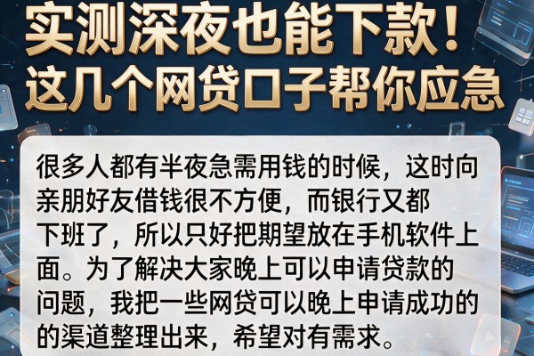 实测深夜也能下款，这几个网贷口子帮你应急