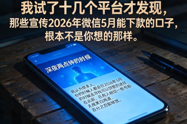 我试了十几个平台才发现，那些宣传2026年微信5月能下款的口子，根本不是你想的那样