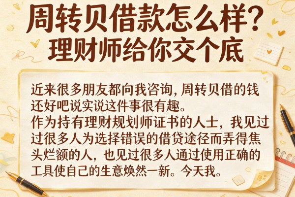 周转贝借款怎么样？理财师给你交个底