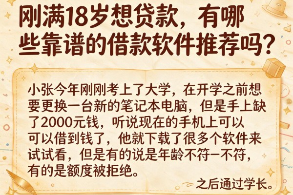 刚满18岁想贷款，有哪些靠谱的借款软件推荐吗？