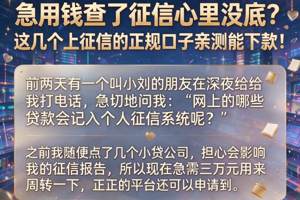 急用钱查了征信心里没底？这几个上征信的正规口子亲测能下款！