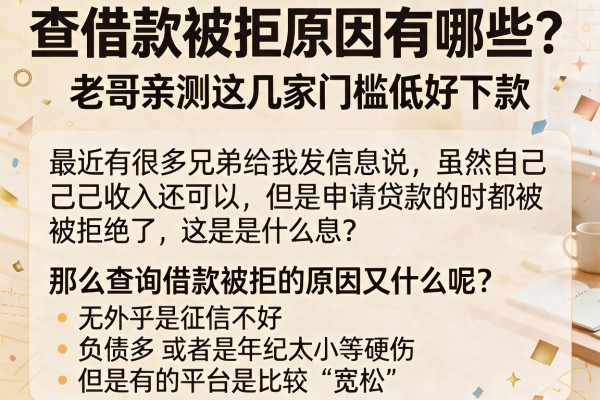 查借款被拒原因有哪些？老哥亲测这几家门槛低好下款