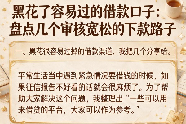 黑花了容易过的借款口子:盘点几个审核宽松的下款路子