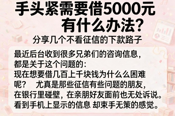 手头紧需要借5000元有什么办法？分享几个不看征信的下款路子
