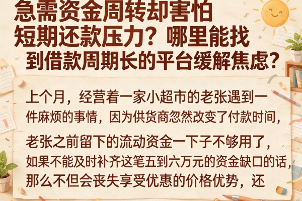 急需资金周转却害怕短期还款压力？哪里能找到借款周期长的平台缓解焦虑？