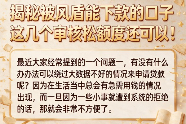 揭秘被风盾能下款的口子，这几个审核松额度还可以