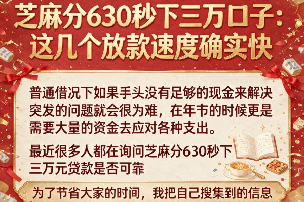 芝麻分630秒下三万口子：这几个放款速度确实快