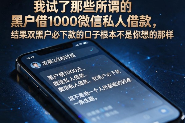 我试了那些所谓的黑户借1000微信私人借款，结果双黑户必下款的口子根本不是你想的那样