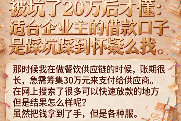 被坑了20万后才懂：适合企业主的借款口子到底怎么找