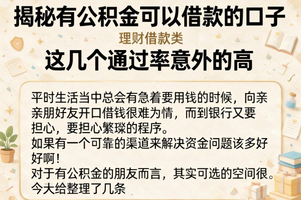 揭秘有公积金可以借款的口子,这几个通过率意外的高