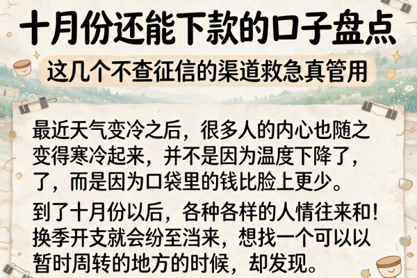十月份还能下款的口子盘点，这几个不查征信的渠道救急真管用
