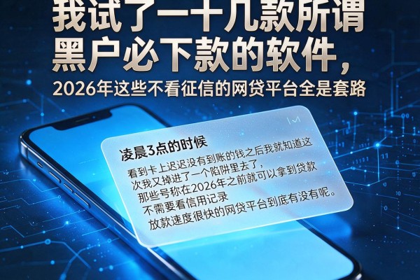 我试了十几款所谓黑户必下款的软件，发现2026年这些不看征信的网贷平台全是套路