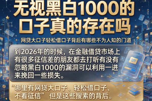 无视黑白1000的口子真的存在吗,网贷大口子轻松借口子背后有哪些不为人知的门道