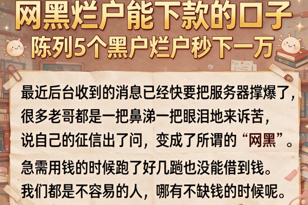 网黑烂户能下款的口子，陈列5个黑户烂户秒下一万