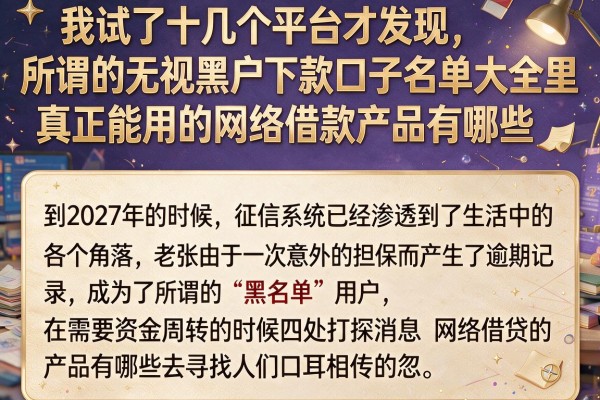 我试了十几个平台才发现，所谓的无视黑户下款口子名单大全里，真正能用的网络借款产品有哪些
