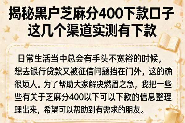 揭秘黑户芝麻分400下款口子，这几个渠道实测有下款