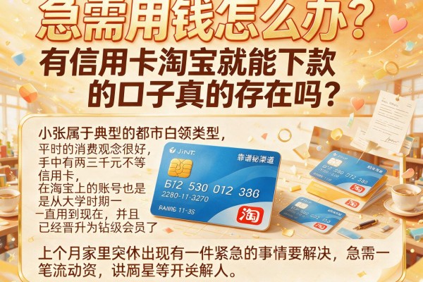 急需用钱怎么办？有信用卡淘宝就能下款的口子真的存在吗？深度揭秘靠谱渠道