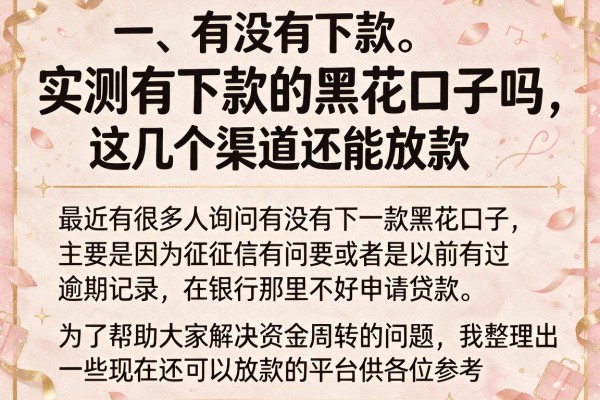实测有下款的黑花口子吗，这几个渠道还能放款