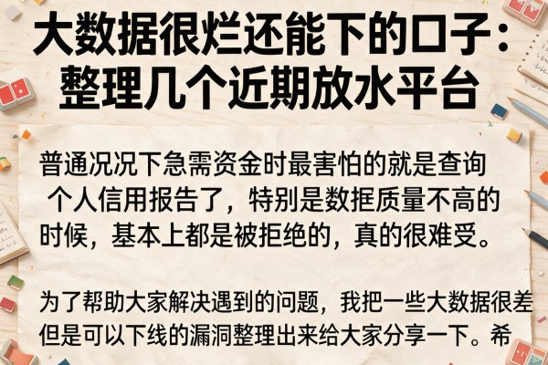 大数据很烂还能下的口子：整理几个近期放水平台