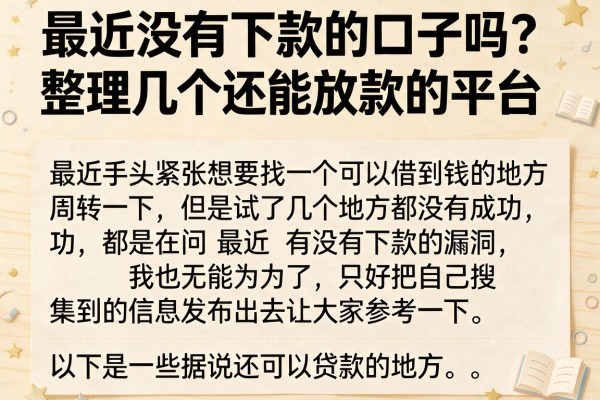 最近没有下款的口子吗？整理几个还能放款的平台