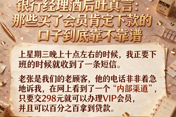 银行经理酒后吐真言：那些买了会员肯定下款的口子到底靠不靠谱