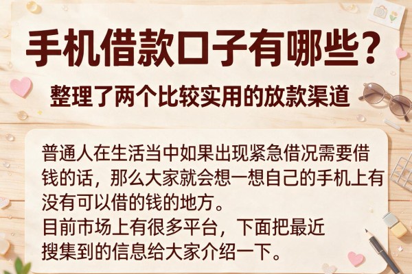 手机借款口子有哪些？整理了两个比较实用的放款渠道