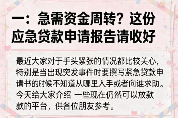 急需资金周转？这份应急贷款申请报告请收好