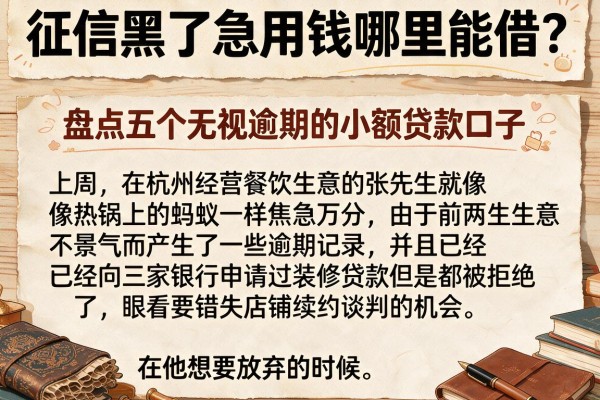 征信黑了急用钱哪里能借？盘点五个无视逾期的小额贷款口子