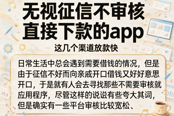 无视征信不审核直接下款的app，这几个渠道放款快