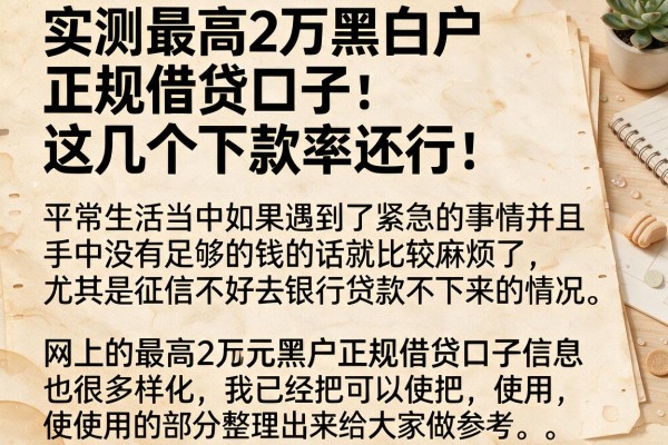 实测最高2万黑白户正规借贷口子，这几个下款率还行
