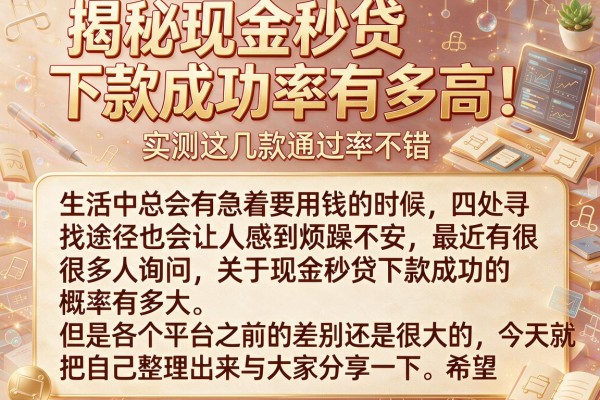 揭秘现金秒贷下款成功率有多高，实测这几款通过率不错