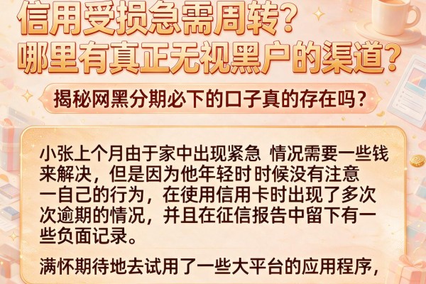 信用受损急需周转？哪里有真正无视黑户的渠道？揭秘网黑分期必下的口子真的存在吗？