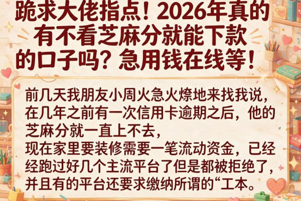 跪求大佬指点！2026年真的有不看芝麻分就能下款的口子吗？急用钱在线等！