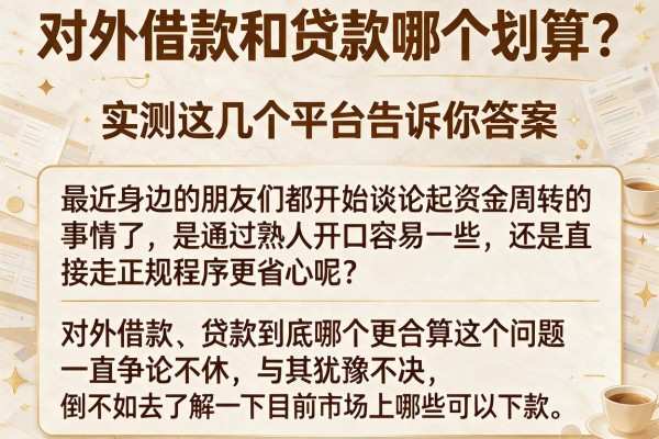 对外借款和贷款哪个划算？实测这几个平台告诉你答案