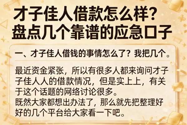 才子佳人借款怎么样？盘点几个靠谱的应急口子