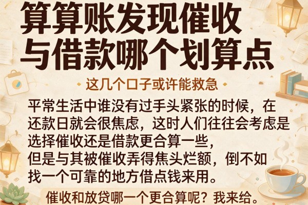 算算账发现催收与借款哪个划算点，这几个口子或许能救急